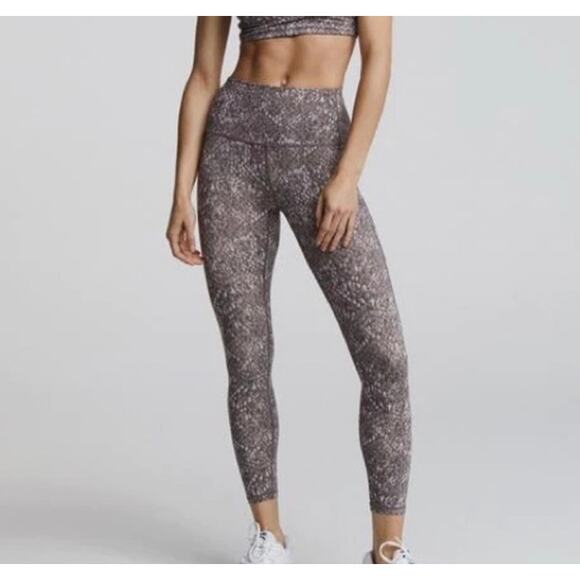 VARLEY Sz S Let's Go Leggings High-Rise Pocket Shadow Blush Snakeskin Print - Picture 1 of 16